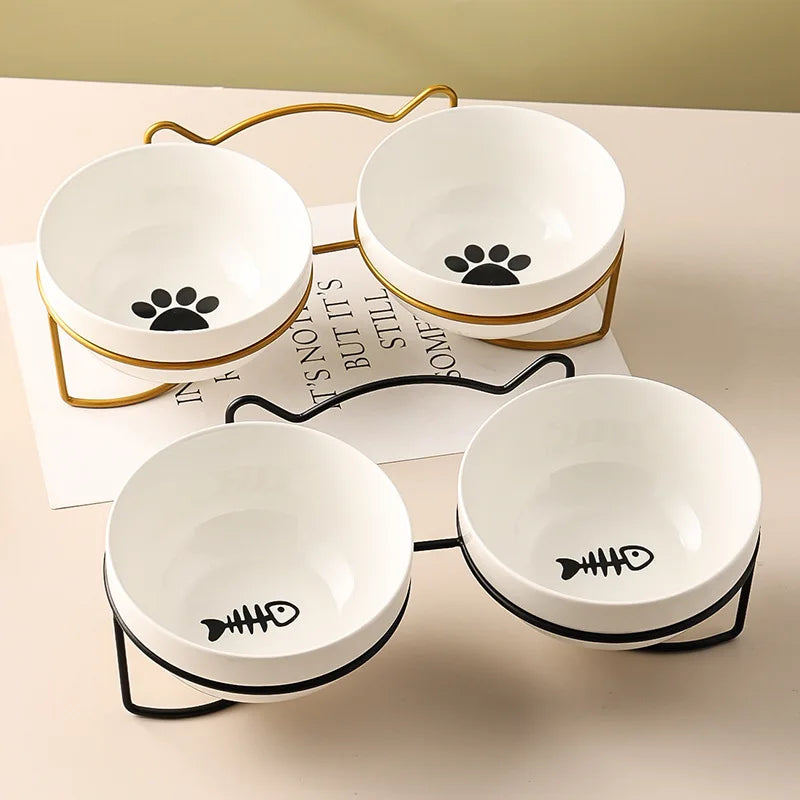 Ceramic Double Pet Bowl – Cervical Protection
