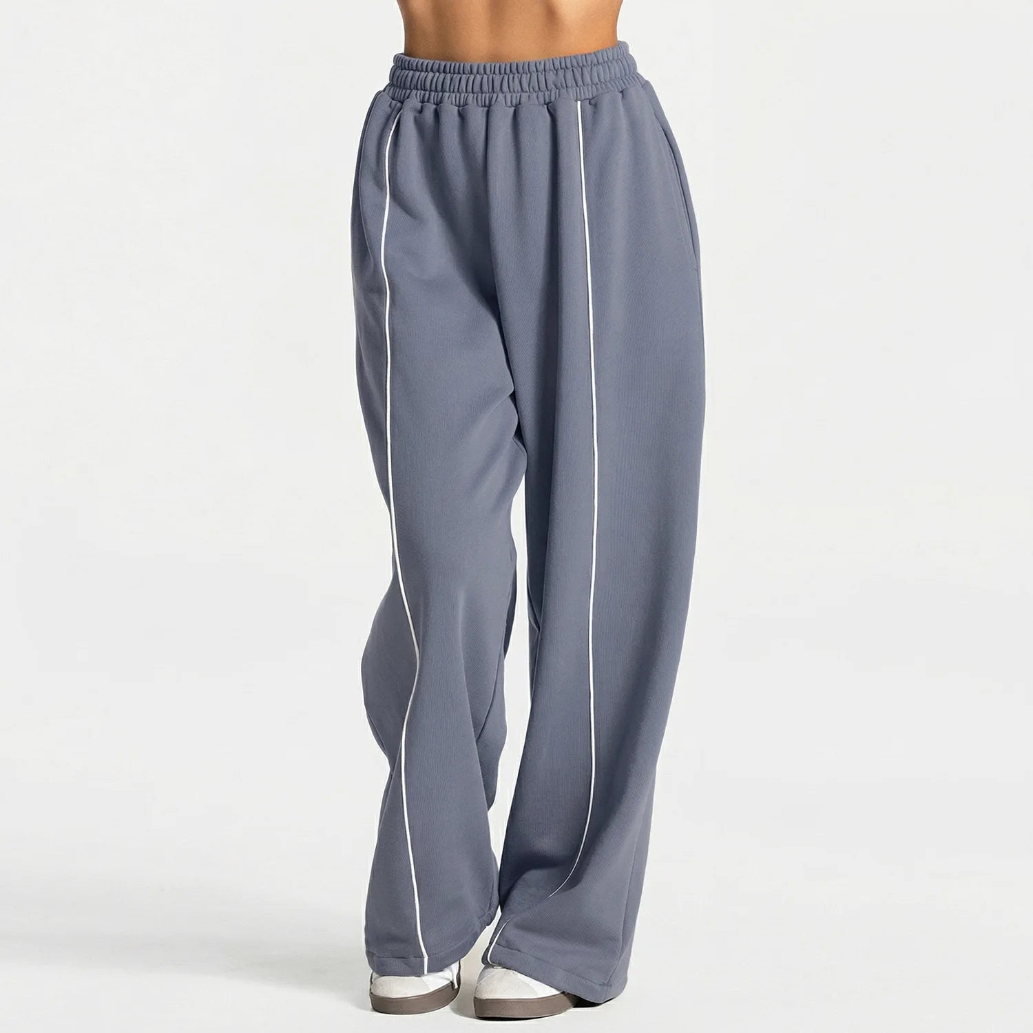 Straight-leg Yoga Sports Trousers Womens Spring Summer Versatile Solid Color Wide-leg Elastic High-waist Fitness Sports Trousers