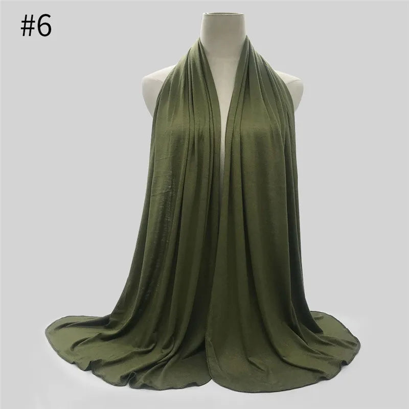 28Color Modal Cotton Jersey Hijab Scarf Ramadan Long Muslim Shawl Plain Solid Soft Turban Wraps For Women Headband