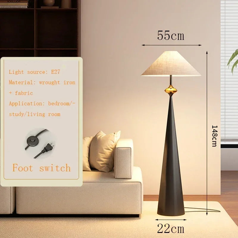 Wabi-sabi Minimalist Floor Lamp Cloth Cover Art Decorative Japan Designer Stand Lights Living Sofa Bedroom Bedside Floor Light