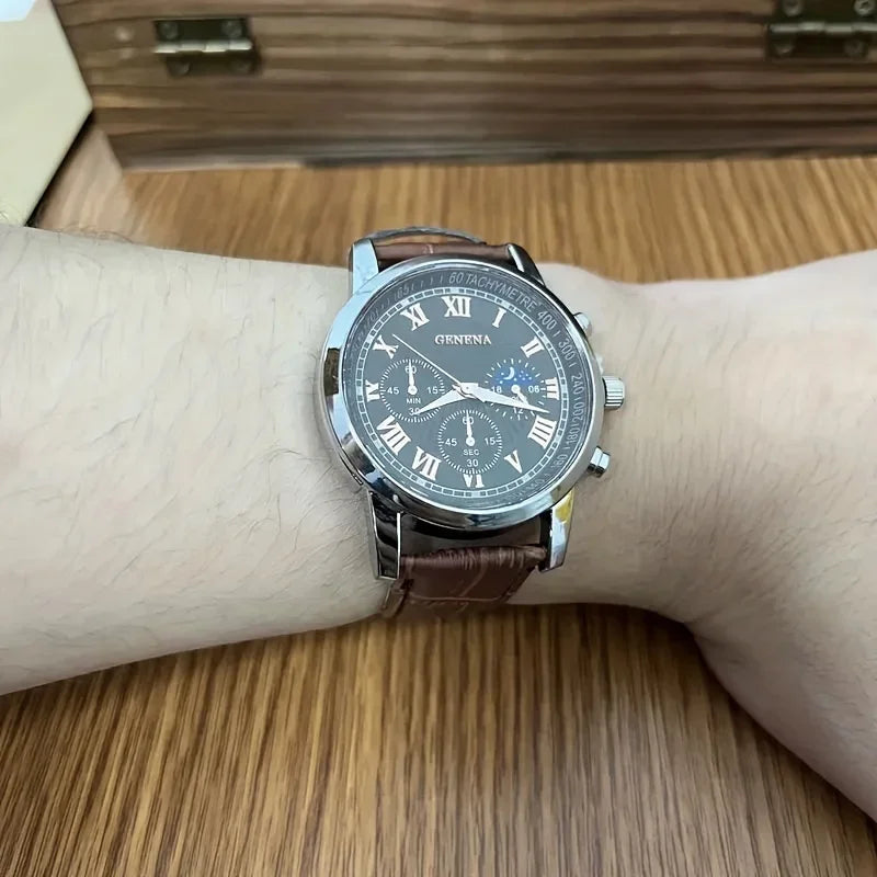 Men Luxury Leather Quartz Watch