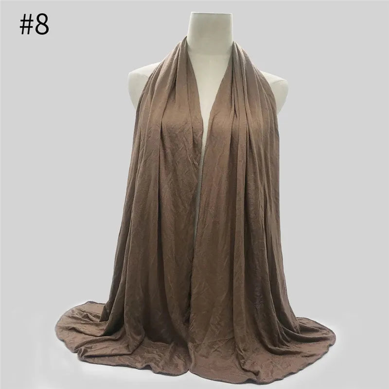 28Color Modal Cotton Jersey Hijab Scarf Ramadan Long Muslim Shawl Plain Solid Soft Turban Wraps For Women Headband
