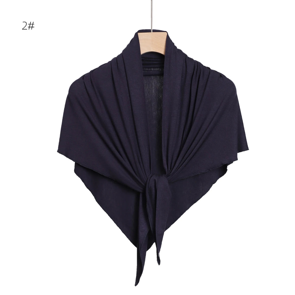 2024 New Solid Color Soft Modal Triangle Scarf Hijab Elastic Mercerized Cotton Wrap for Muslim Woman Hot Sale Headscarf