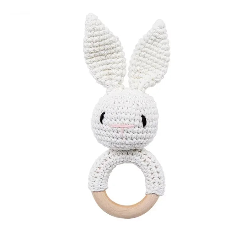 Baby Crochet Rattle & Wooden Teether – Rabbit Toy