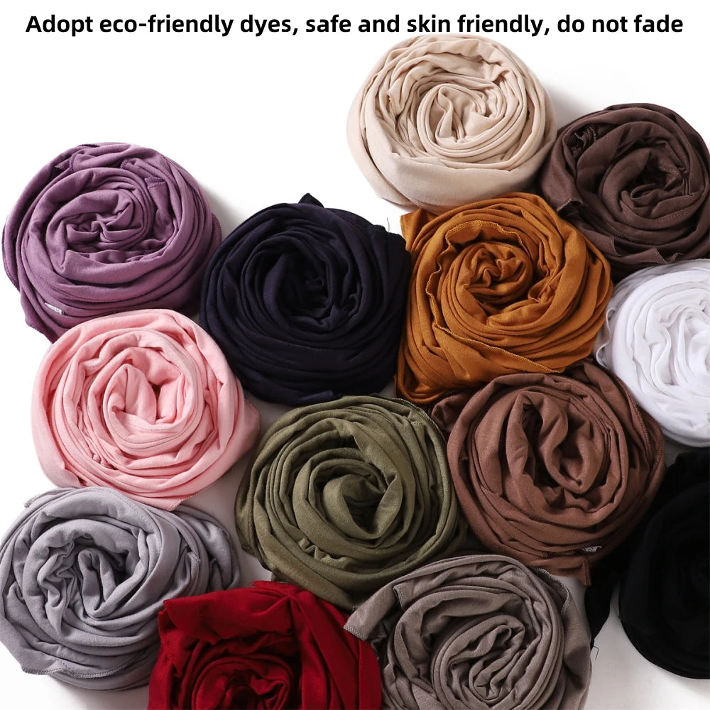 2024 New Solid Color Soft Modal Triangle Scarf Hijab Elastic Mercerized Cotton Wrap for Muslim Woman Hot Sale Headscarf