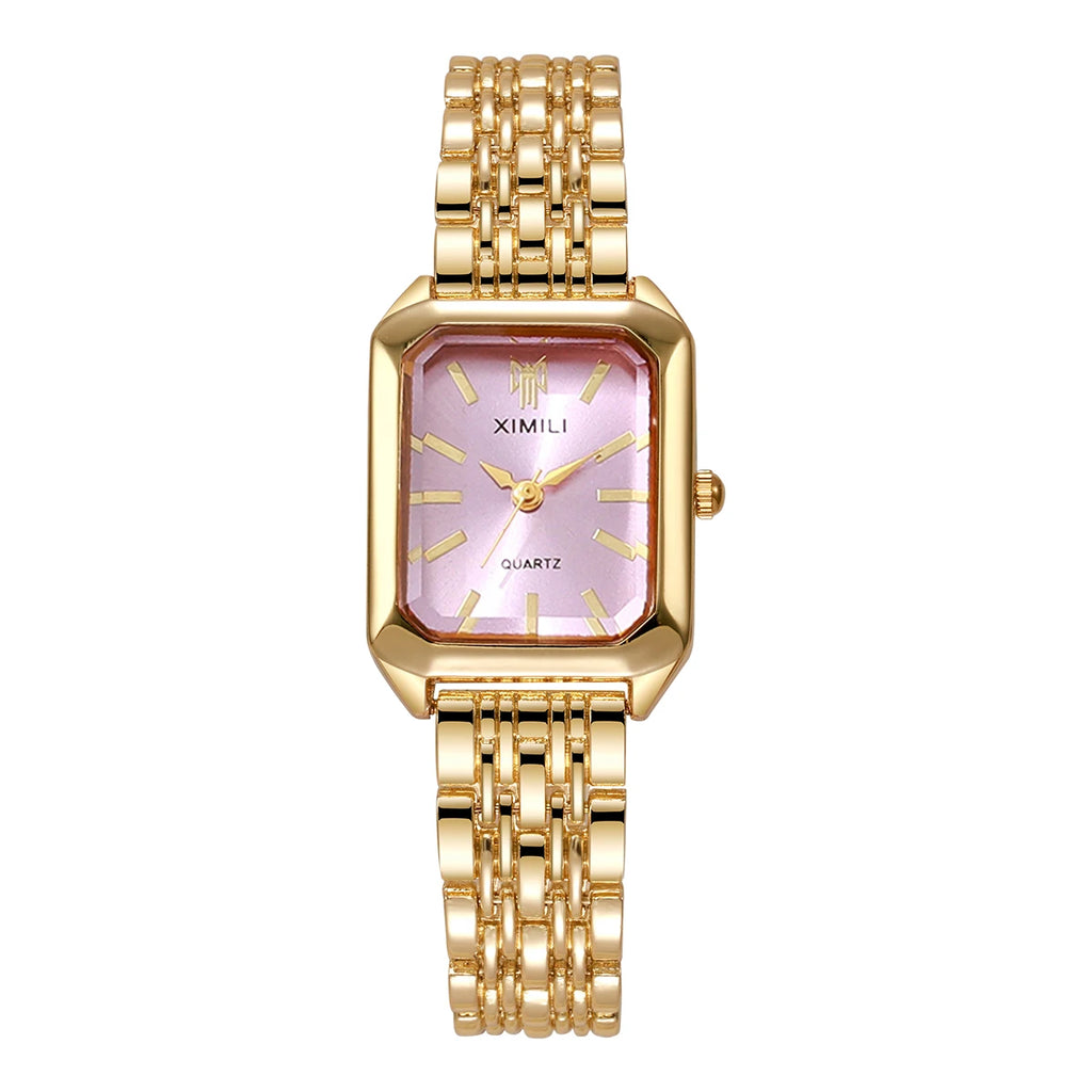 1/2/4PCS Luxury Women Watches Fashion Rectangle Woman Quartz Watch Stainless Steel Band Wristwatches Reloj Mujer（Without Box）