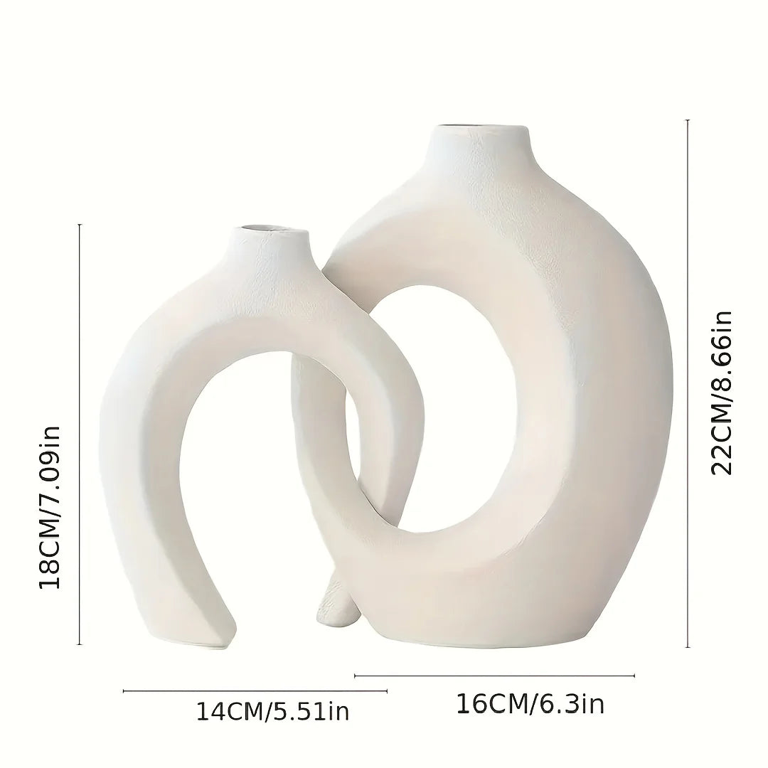 Set of 2 Hollow Nordic Ceramic Vases – Modern Decor
