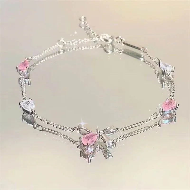 Pink Crystal Cherry Blossom Bracelet