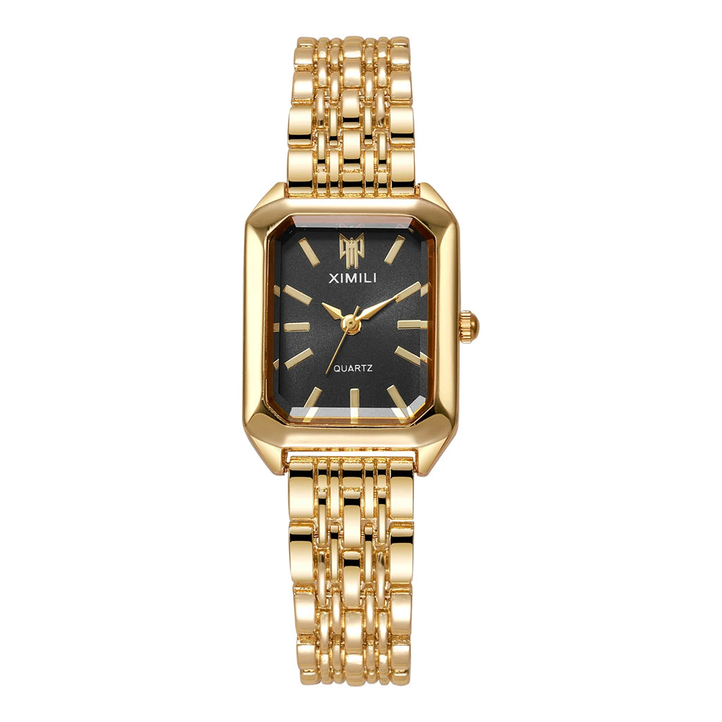 1/2/4PCS Luxury Women Watches Fashion Rectangle Woman Quartz Watch Stainless Steel Band Wristwatches Reloj Mujer（Without Box）