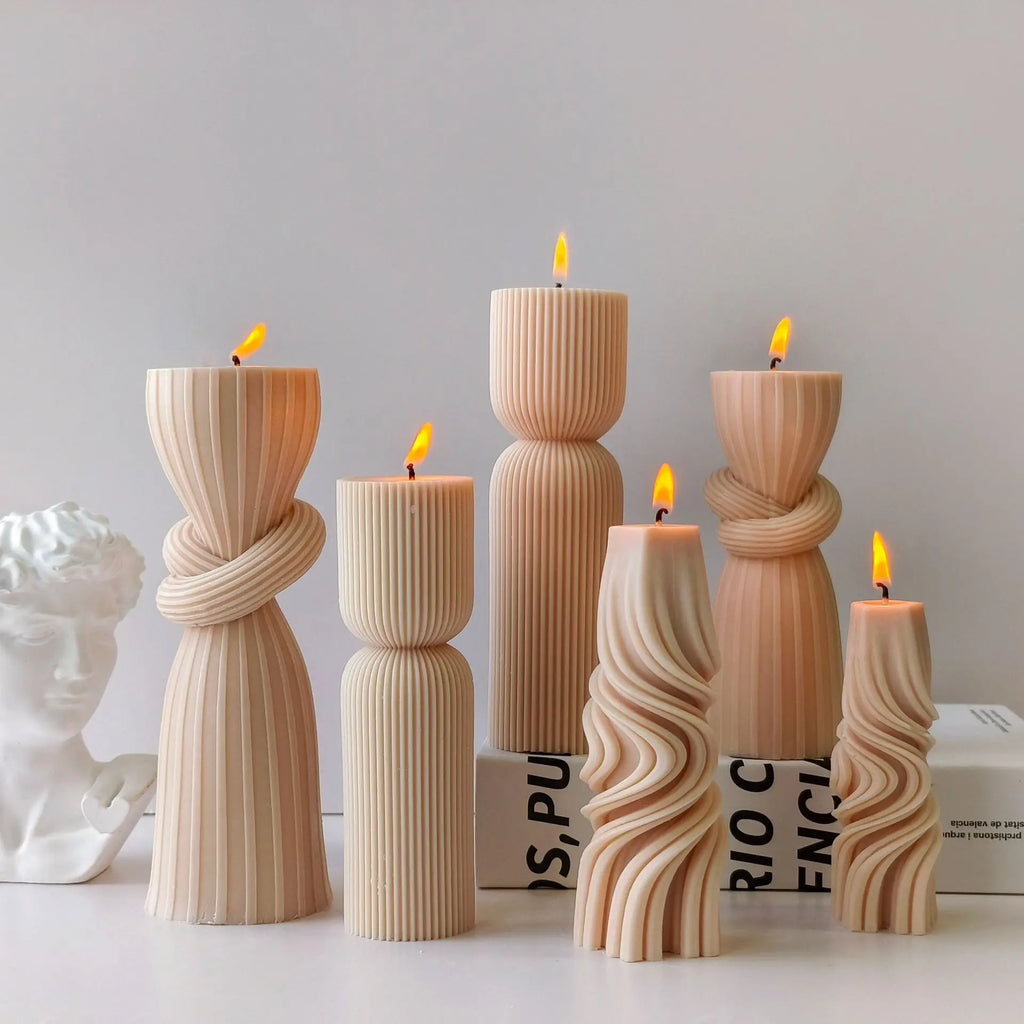 Striped Cylinder Silicone Candle Mold – DIY
