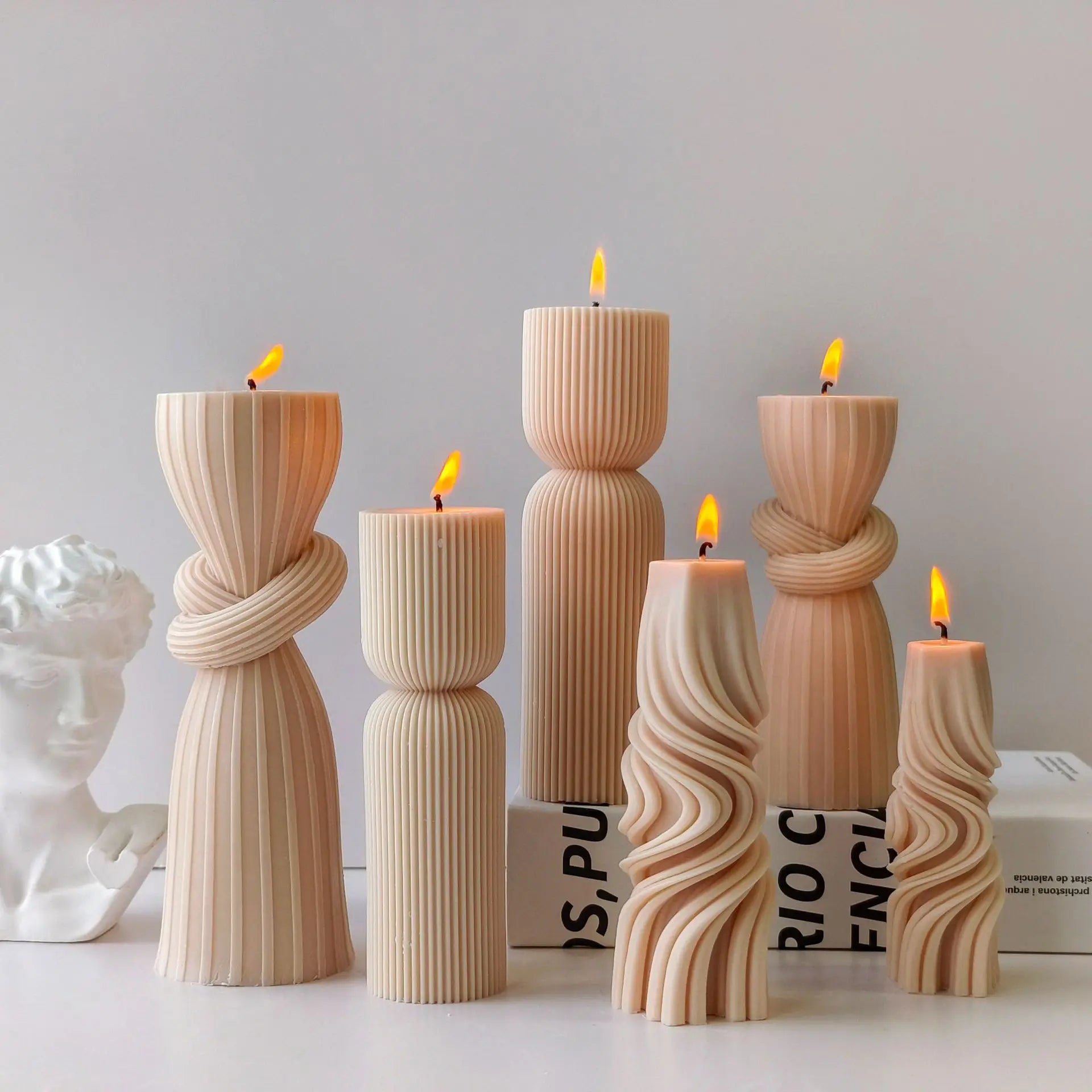 Striped Cylinder Silicone Candle Mold – DIY