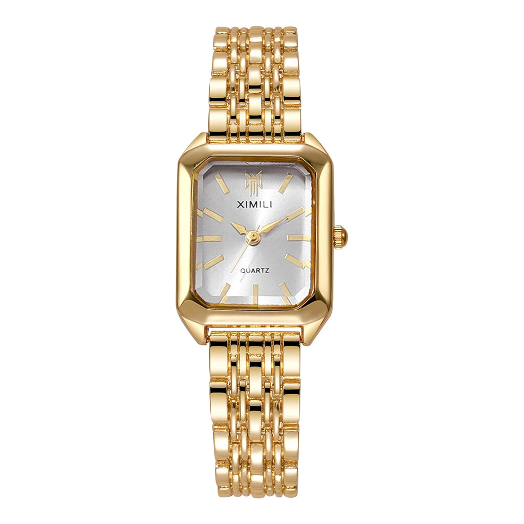 1/2/4PCS Luxury Women Watches Fashion Rectangle Woman Quartz Watch Stainless Steel Band Wristwatches Reloj Mujer（Without Box）
