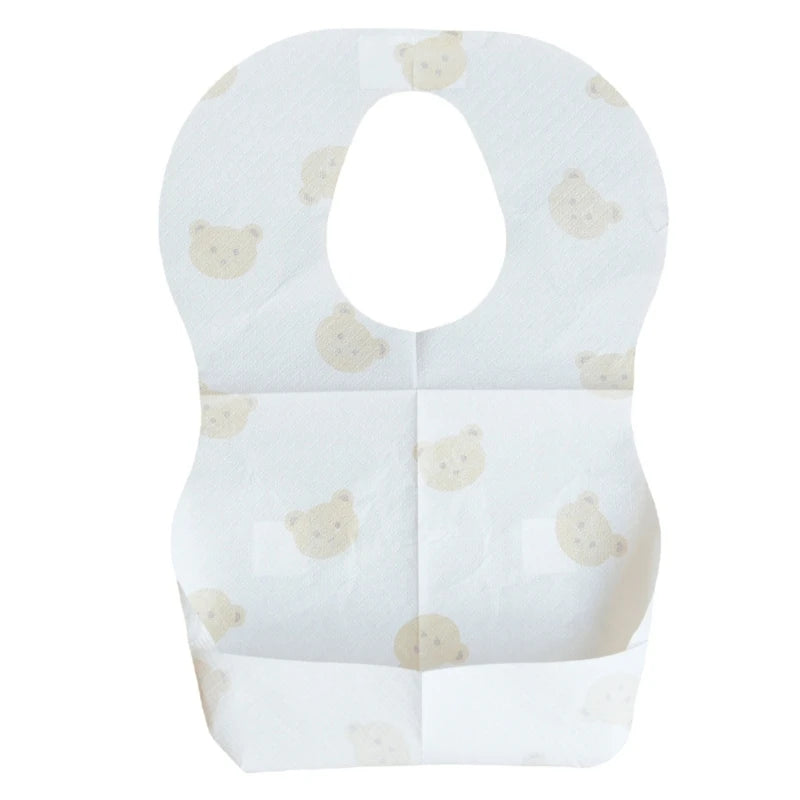 50-Pack Baby Disposable Bibs – Cartoon Bear