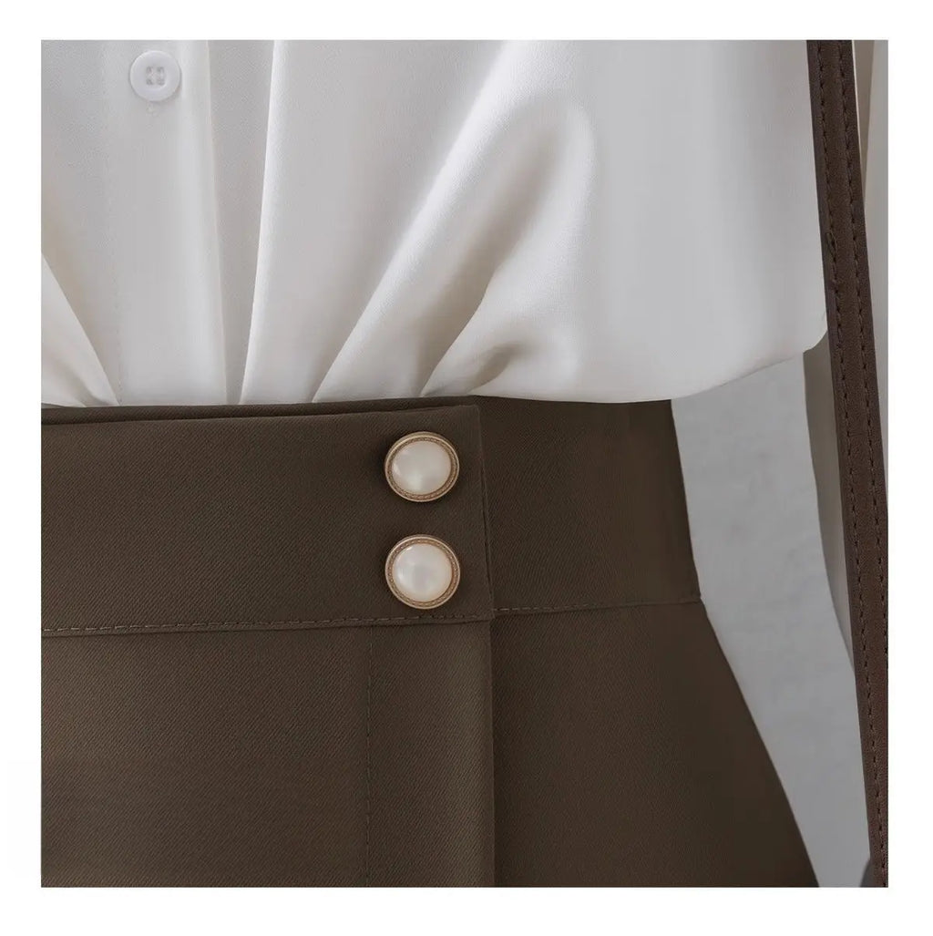 Maillard Suit Skirt Irregular Skirt Women's High Waist Mid-length Skirt Small Commuter A-line Skirt