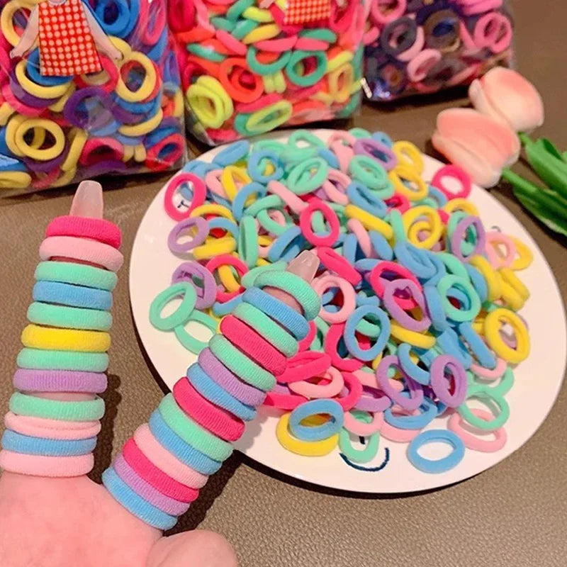 200/1000 PCS Colorful Nylon Elastic Hair Bands for Women & Girls – Small Ponytail Holders & Rubber Hair Ties