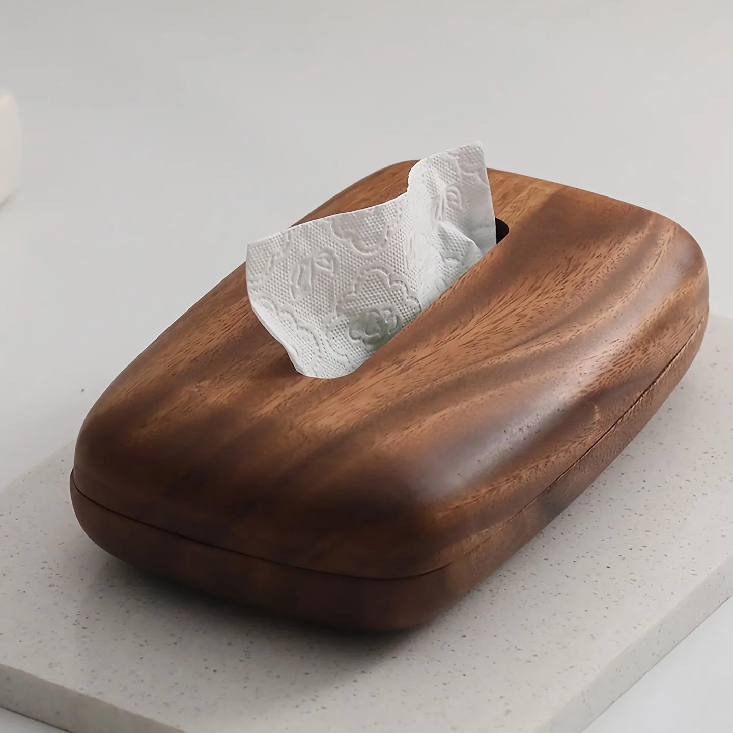 Walnut Wood Tissue Box Holder – Modern Rectangular