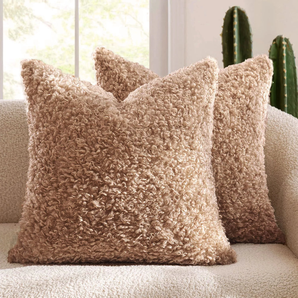 Lamb Fleece Pillow Cover Plush Teddy Curly Thickened Pillowcase Soft Modern Minimalist Nordic Sofa Cushion Case Cozy Home Decor