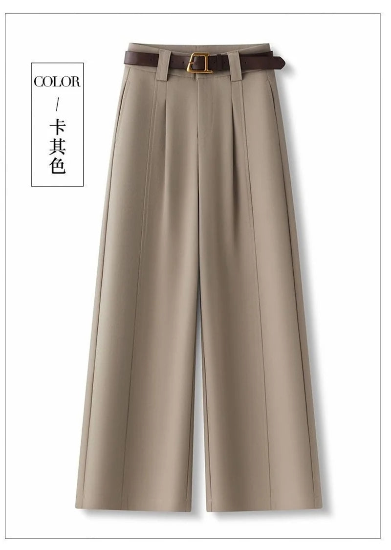 Spring Autumn 2026 Korean Spring New Temperament Pants Women High-end Wide-leg suit Pants Female Trouser Ladies