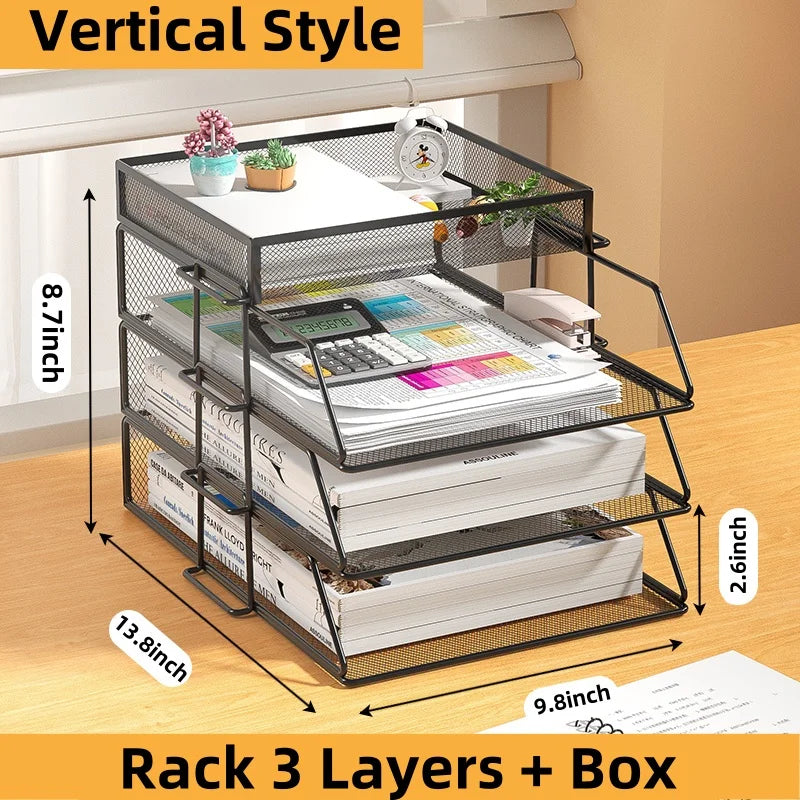 A4 Desk Paper Organizer – Metal Mesh Tray