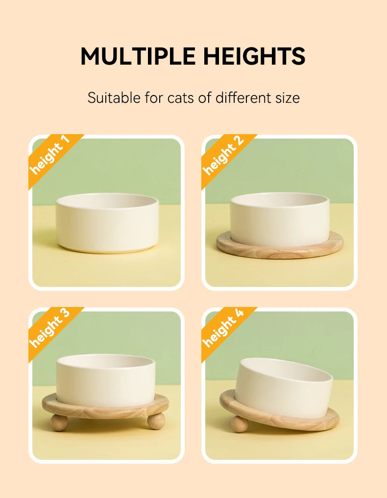 Elevated Pet Bowl with Wood Stand (400/850ml)