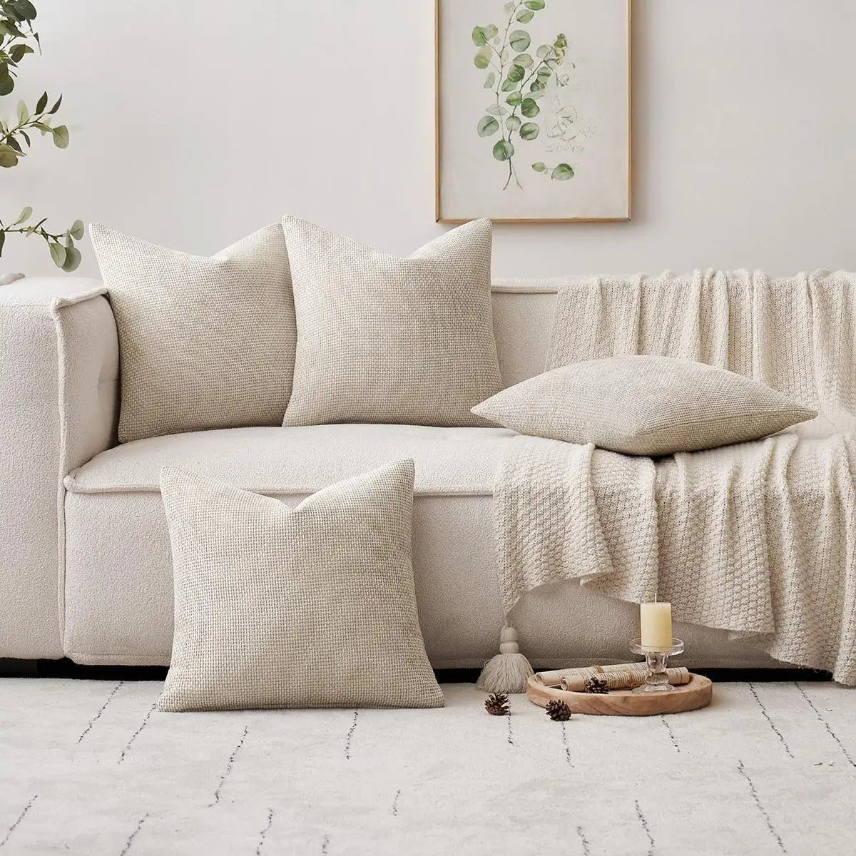 1pcs Chenille Throw Pillow Cover Soft Solid Color Cushion Case with Cross Woven Design Decorative Pillowcase Sofa Bed Home Decor