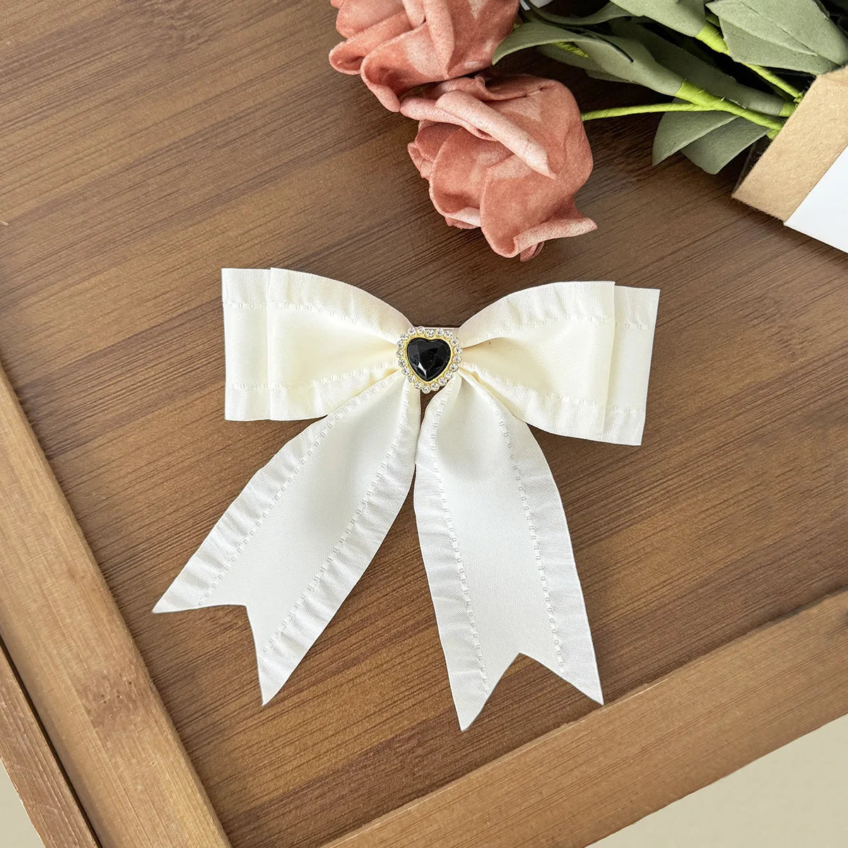 Women Elegant Lace Bow Ribbon Hair Clips Solid Color Satin Заколка Бант Girls Korean Hairpins Party Headdress Hair Accessories