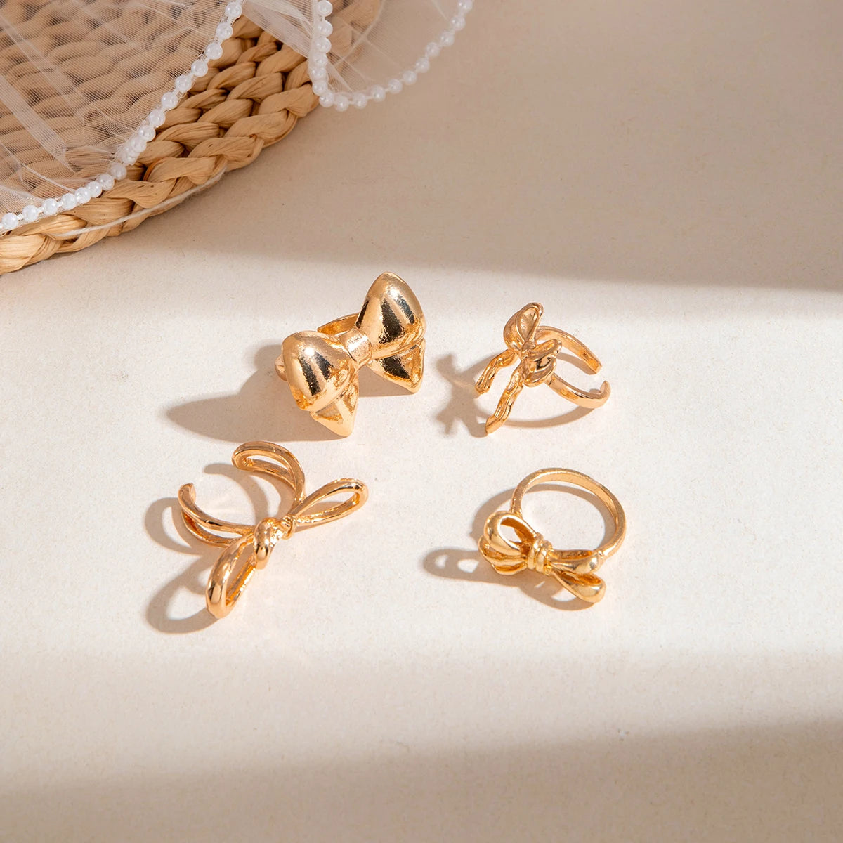 Tocona 2024 New Trendy Geometric Gold Silver Colour Set Rings for Women Adjustable Finger Ring Party Wedding Jewelry Accessories