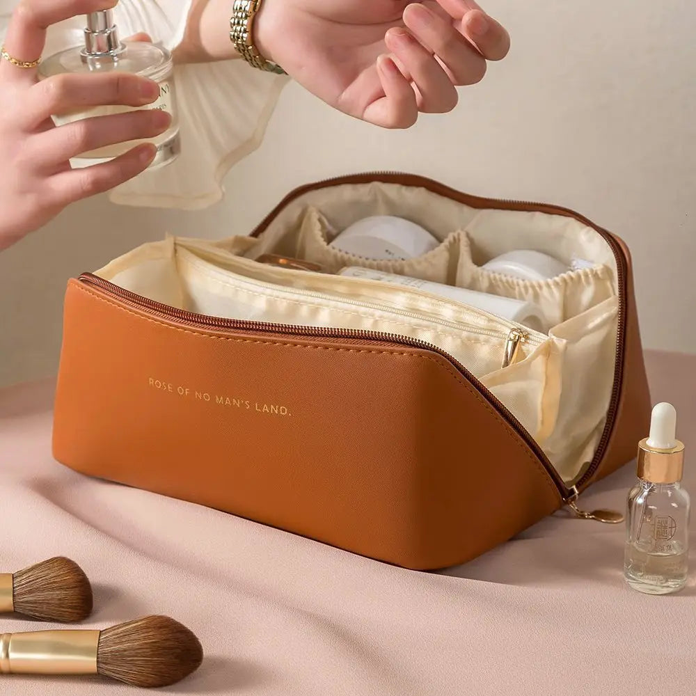 Large PU Leather Cosmetic Bag – Travel & Portable