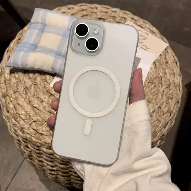 Ultra Thin Matte Magnetic Wireless Charger Case For iPhone 17 16 15 14 13 12 11 Pro Max For Magsafe Hard PC Translucent Cover