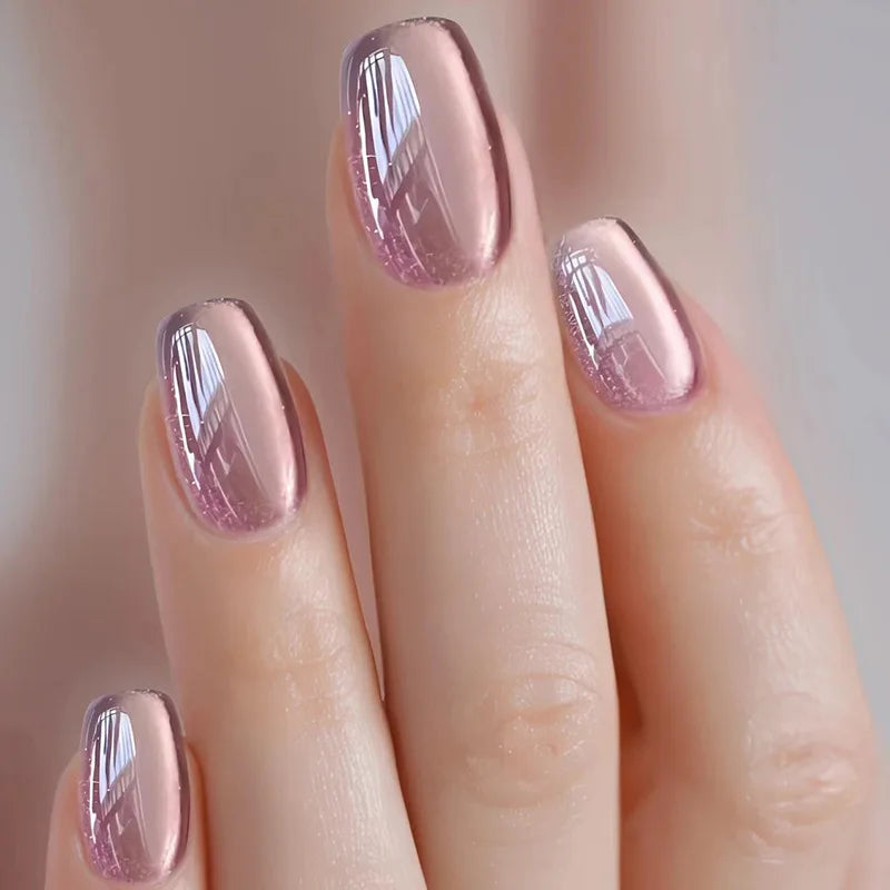 24Pcs Solid Color Wine Red Design Press on Nail Short Square False Nails Simple Detachable Finished Full Cover Nail Tips