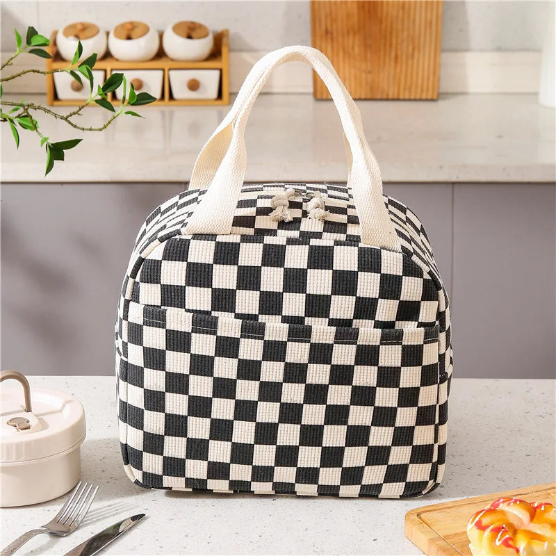 Thermal Insulation Corduroy Lunch Bag - Multifunctional Picnic Food Pouch & Storage Handbag, Cooler Bag Perfect for Kids School