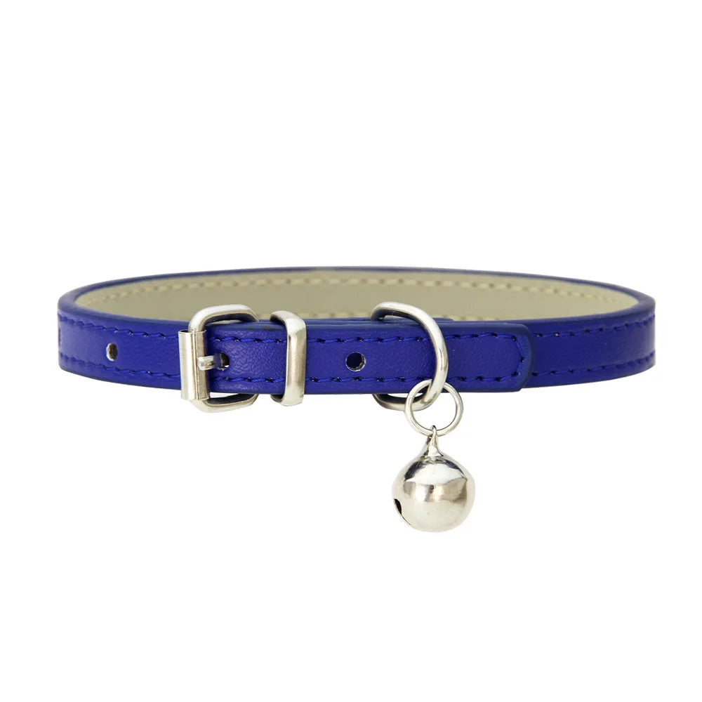 PU Leather Pet Collar with Bell & Leash for Dogs & Cats