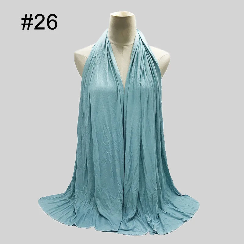28Color Modal Cotton Jersey Hijab Scarf Ramadan Long Muslim Shawl Plain Solid Soft Turban Wraps For Women Headband