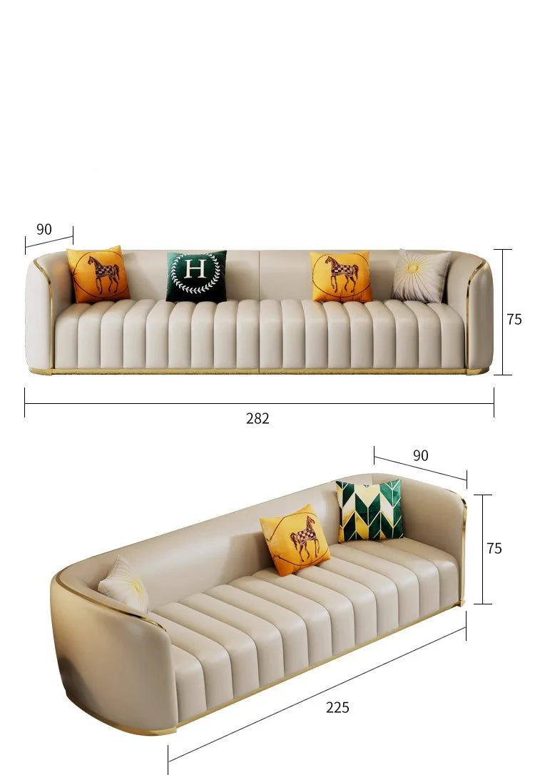 Furniture sofa Italian light luxury leather sofa small apartment living room home high-end designer straight row