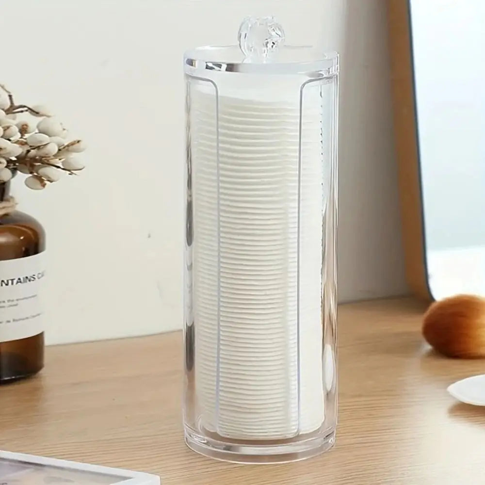 Acrylic Cosmetics Storage Box Transparent Bamboo Lid Container Storage Case Round Jewelry Storage Organizer Box Living Room