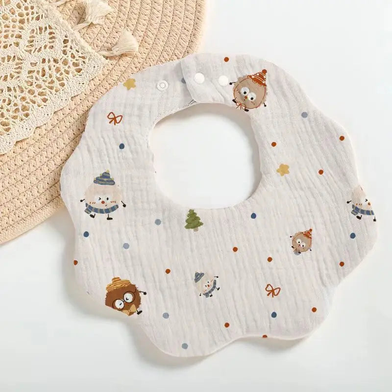 Newborn Baby Cotton Bibs – Cute Animal Muslin Burp Cloths