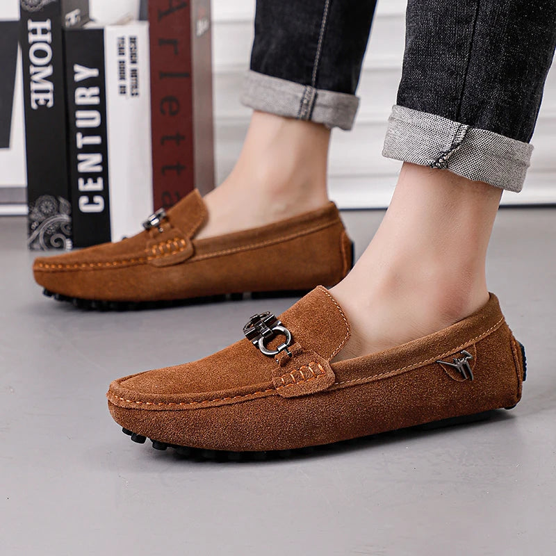 Handmade Suede Leather Men’s Slip-On Loafers