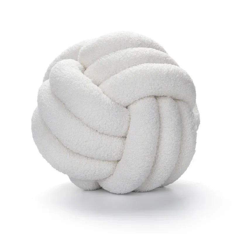 Hand-woven Knotted Ball Pillow Lamb Velvet Roll Pillow Sofa Living Room Household Cushion Head Back Bed Back