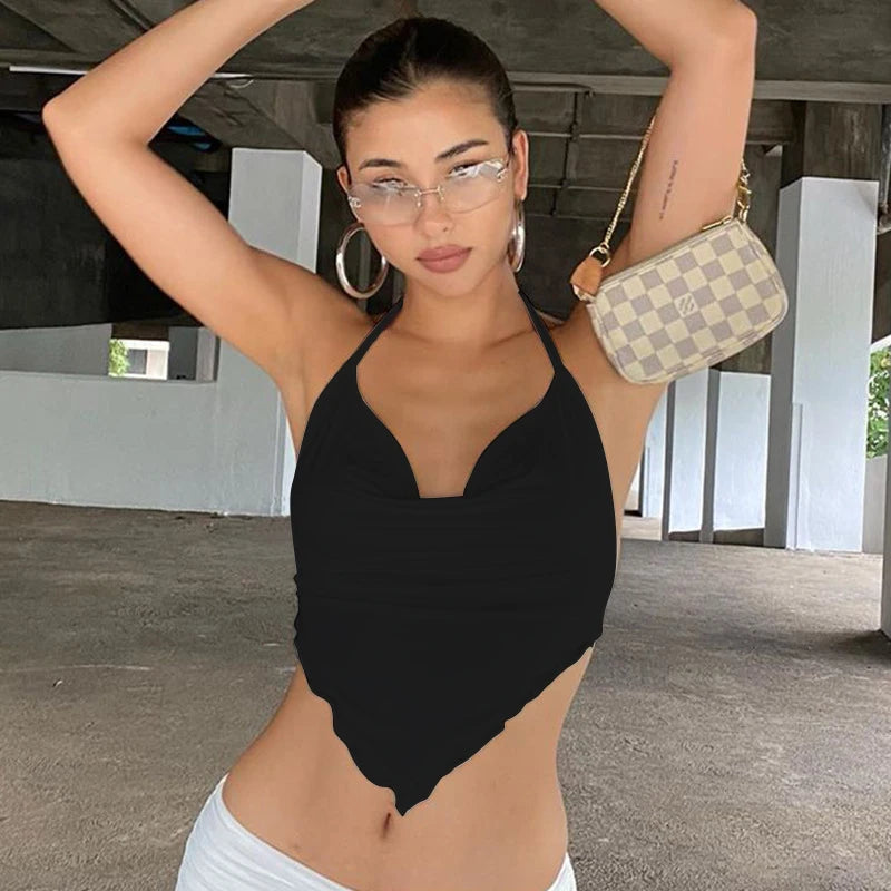 2022 New Fashion Sexy Crop Top Sexy Slim Fit Suspenders Sleeveless Backless Tube Top Summer Basic Solid Color Women's Camisole