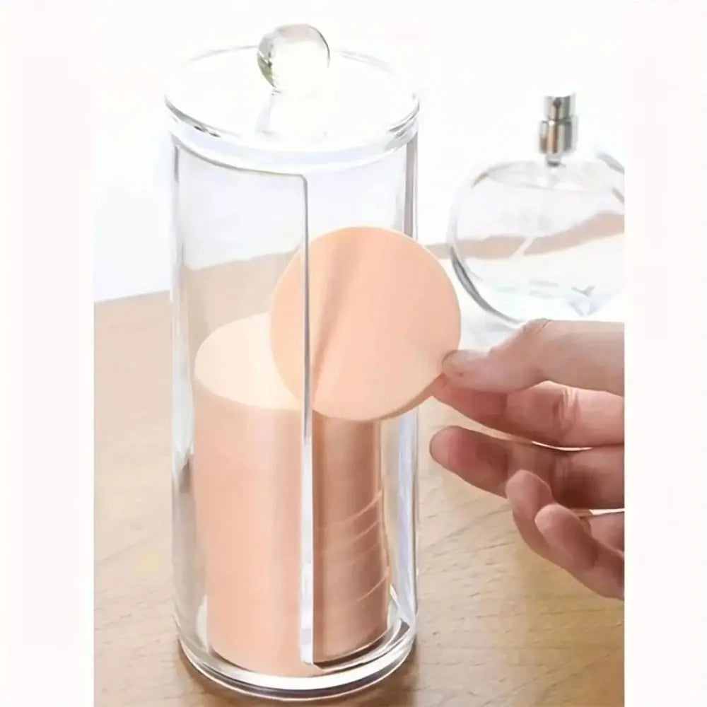Acrylic Cosmetics Storage Box Transparent Bamboo Lid Container Storage Case Round Jewelry Storage Organizer Box Living Room