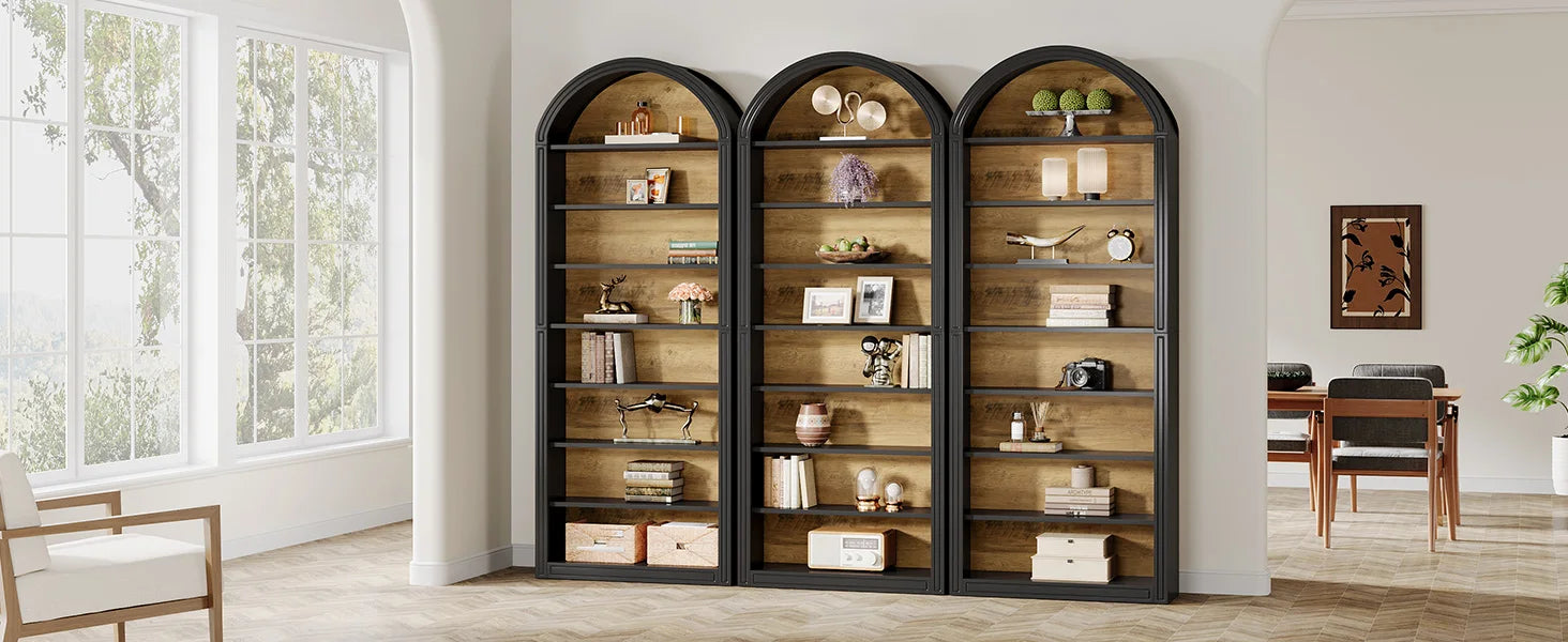 Modern Arched 8-Tier Bookcase – Floor Standing