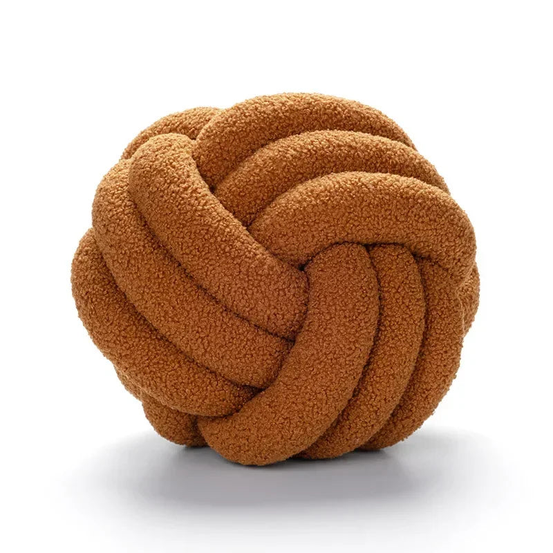 Hand-woven Knotted Ball Pillow Lamb Velvet Roll Pillow Sofa Living Room Household Cushion Head Back Bed Back