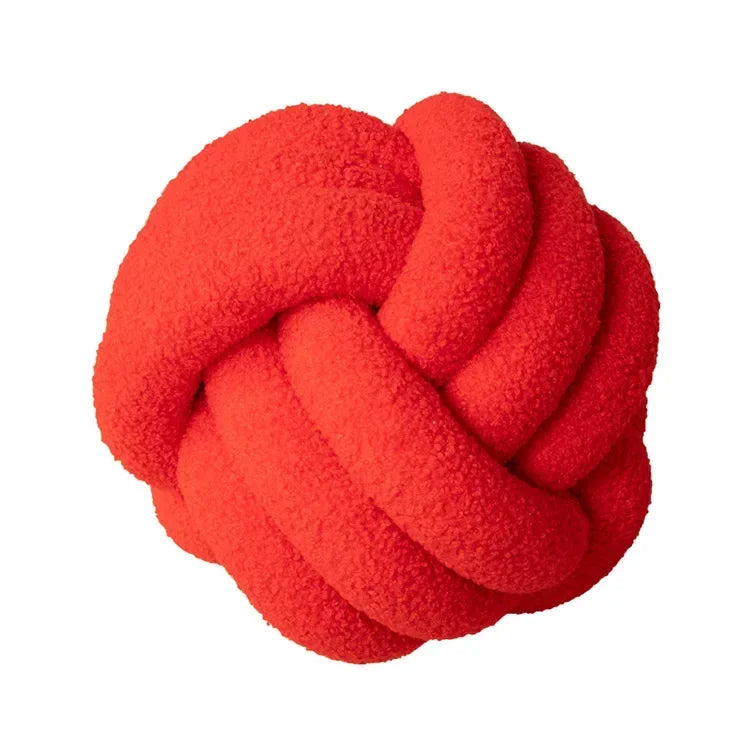 Hand-woven Knotted Ball Pillow Lamb Velvet Roll Pillow Sofa Living Room Household Cushion Head Back Bed Back