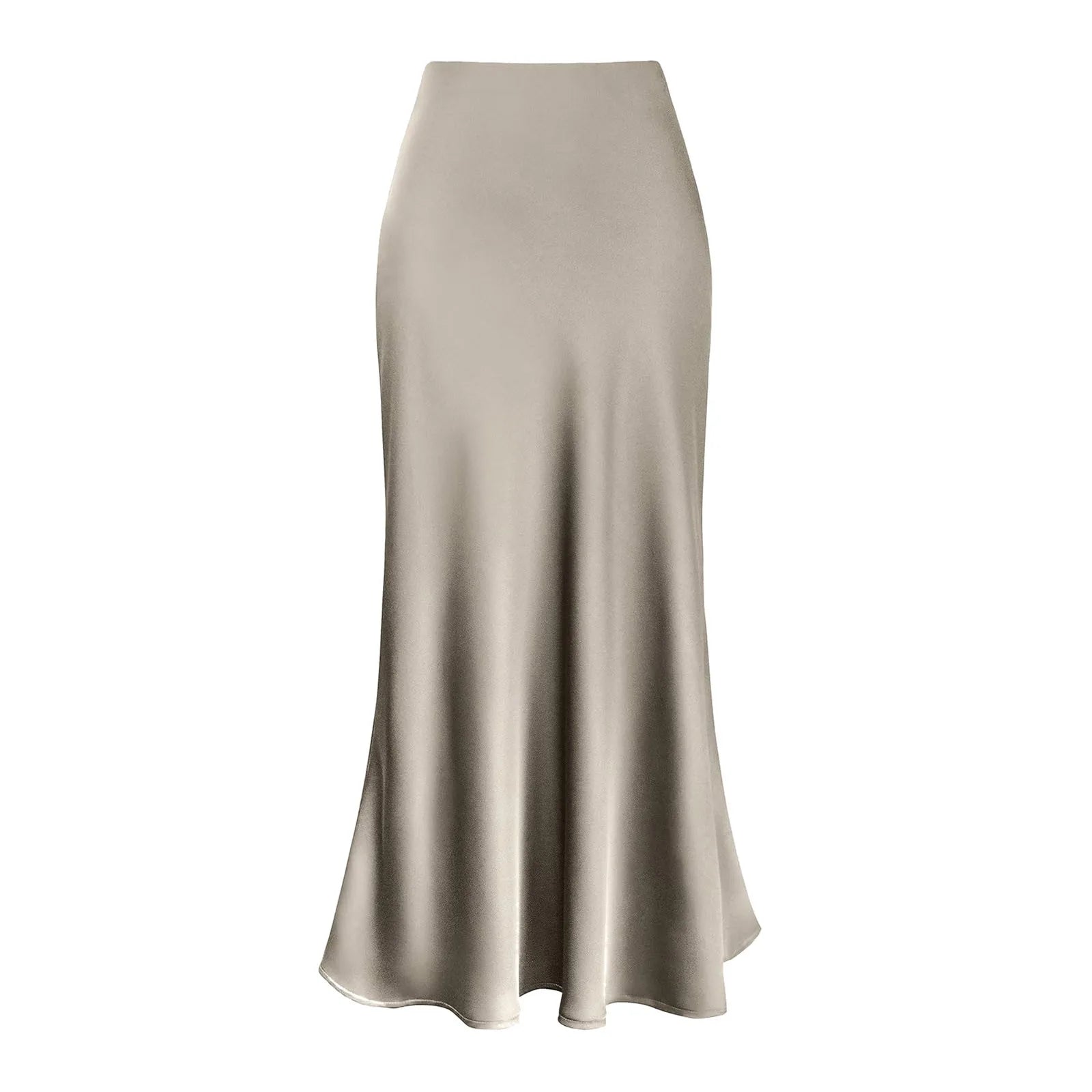 Elegant Silk Satin Skirts For Women High Waisted Skirt New Korean Fashion A-Line Faldas Solid Color Glossy Office Lady Skirts
