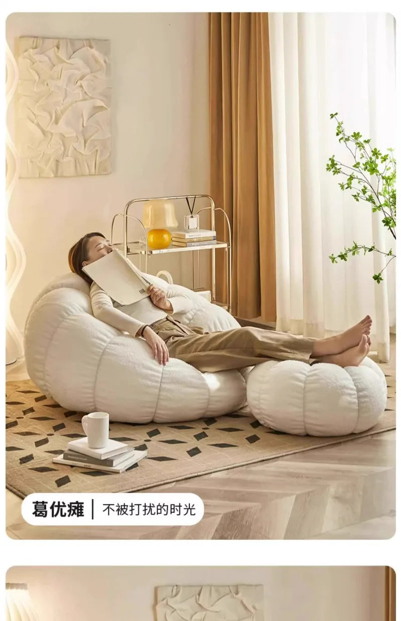 Lazy Pumpkin Sofa Nordic Style Single Sofa Chair EPS Particle Filling Soft Comfortable Home Living Room Balcony Bedroom Sofa Set