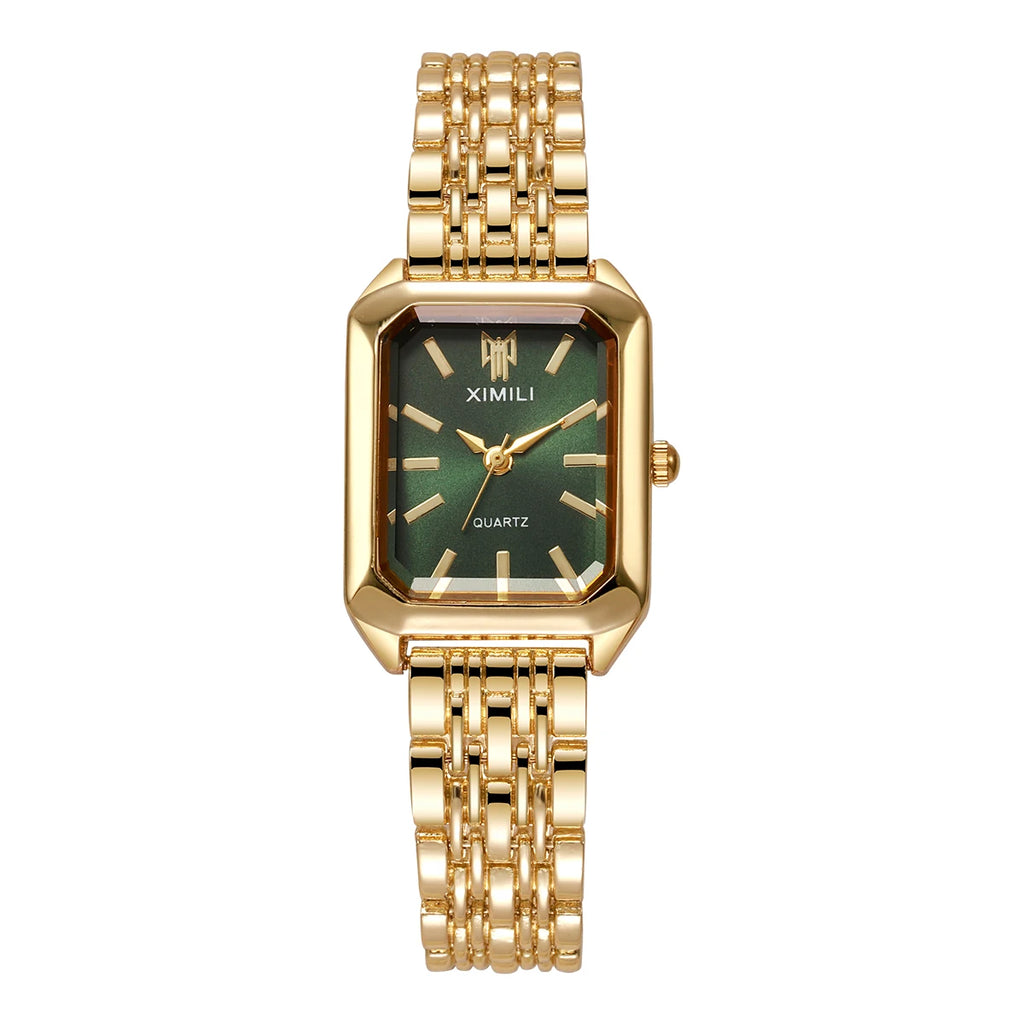 1/2/4PCS Luxury Women Watches Fashion Rectangle Woman Quartz Watch Stainless Steel Band Wristwatches Reloj Mujer（Without Box）