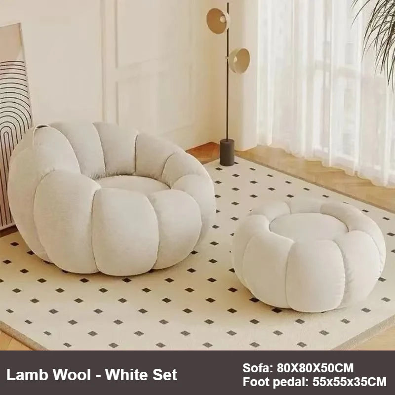 Lazy Pumpkin Sofa Nordic Style Single Sofa Chair EPS Particle Filling Soft Comfortable Home Living Room Balcony Bedroom Sofa Set