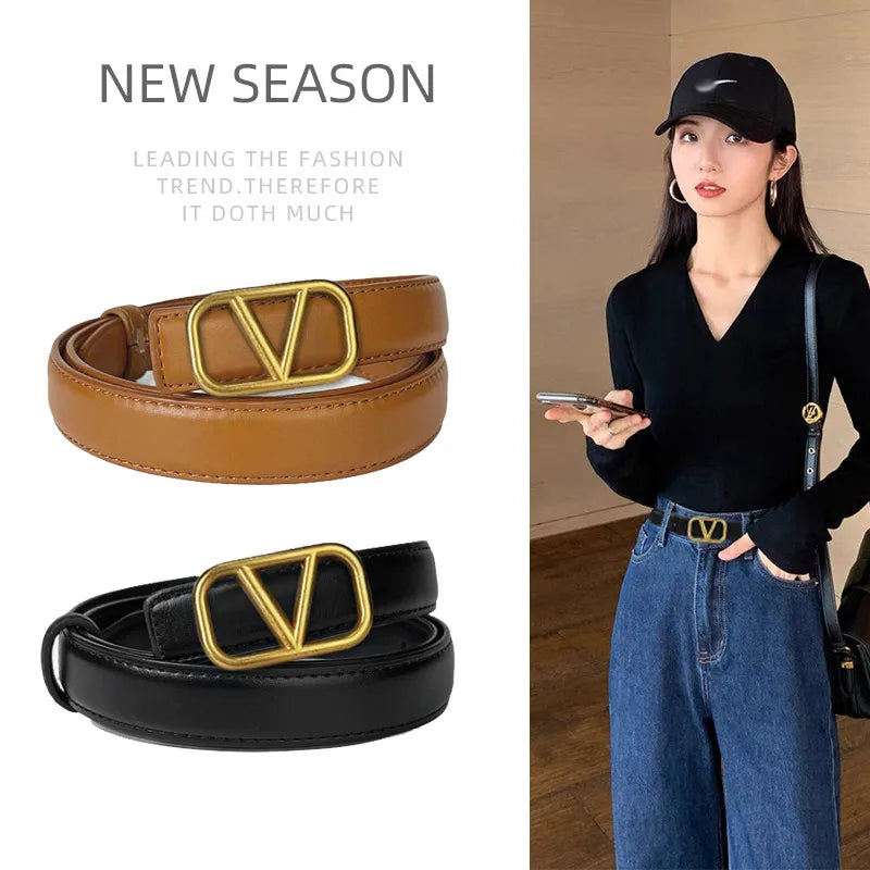 Classic ladies belt casual Joker ladies thin belt fashion personality with pants.