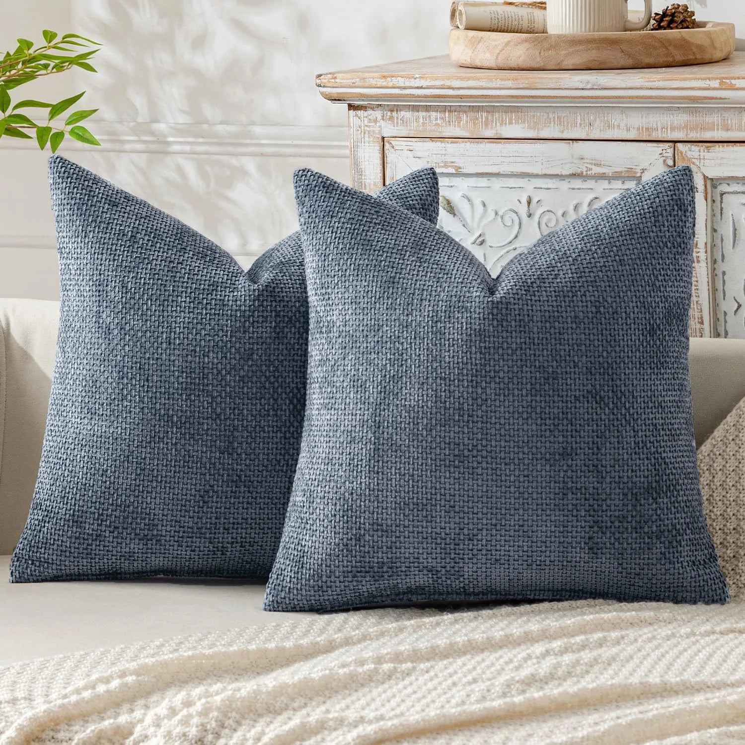 1pcs Chenille Throw Pillow Cover Soft Solid Color Cushion Case with Cross Woven Design Decorative Pillowcase Sofa Bed Home Decor