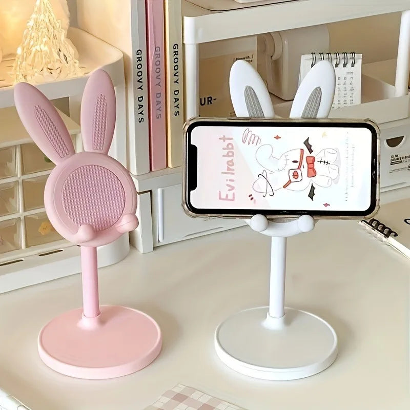 Pink Cartoon Little Rabbit Desktop Mobile Phone Stand Tablet Computer Stand Adjustable Telescopic Lift Student Lazy Person Stand